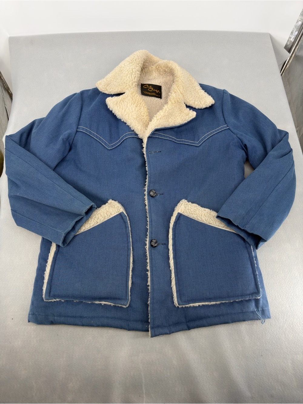 Cal Craft Blue Sherpa Lined Western Style Jacket Sz 42 Mens